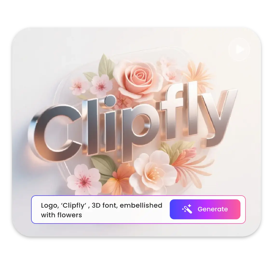 Generate a logo animation with gold letter and floral decorations from text prompts