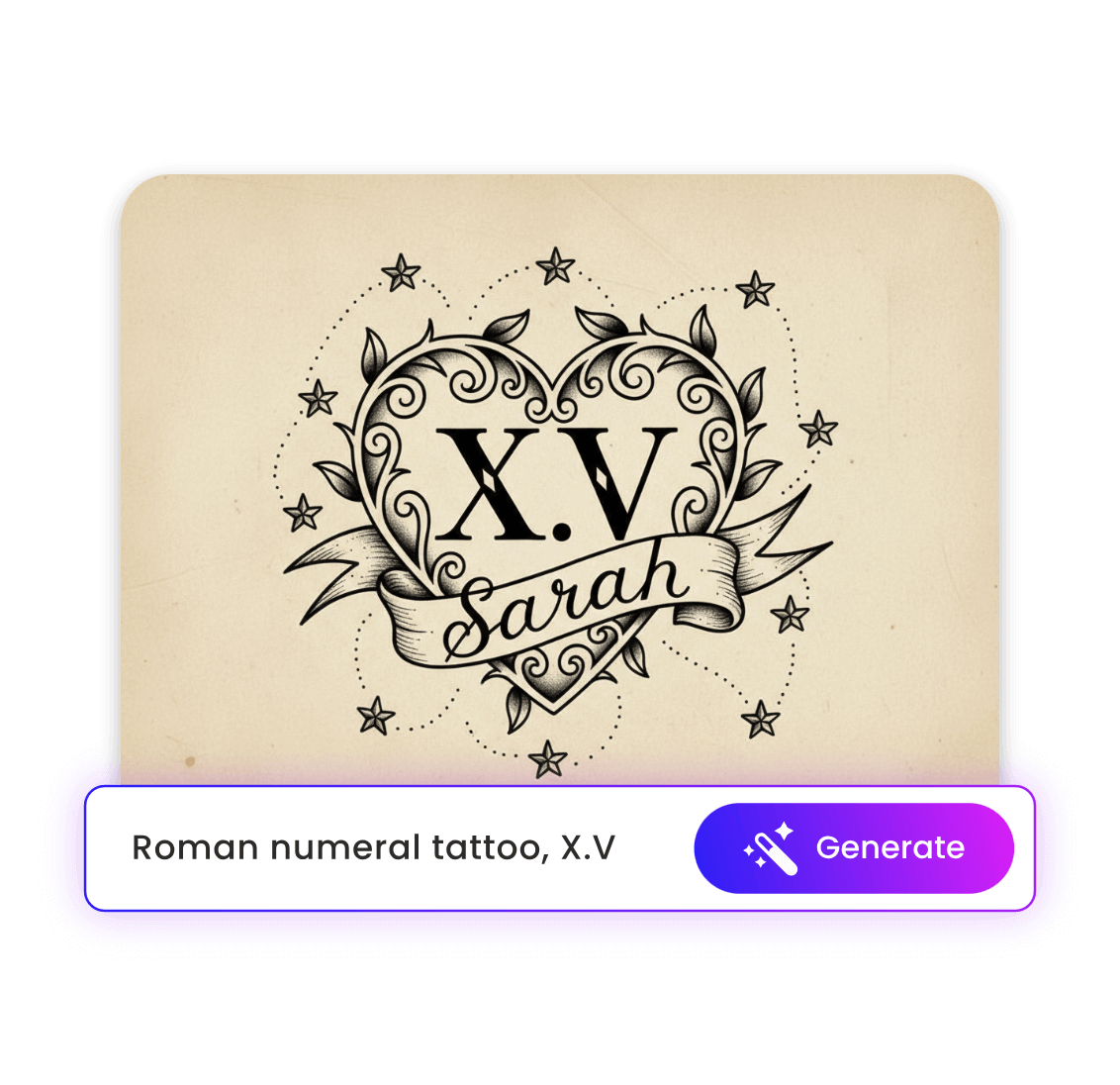 Generate a roman numeral tattoo design by entering a prompt