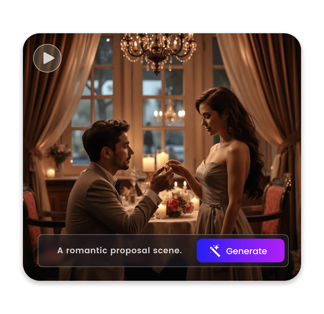 Generate a romantic proposal video with text in clipfly