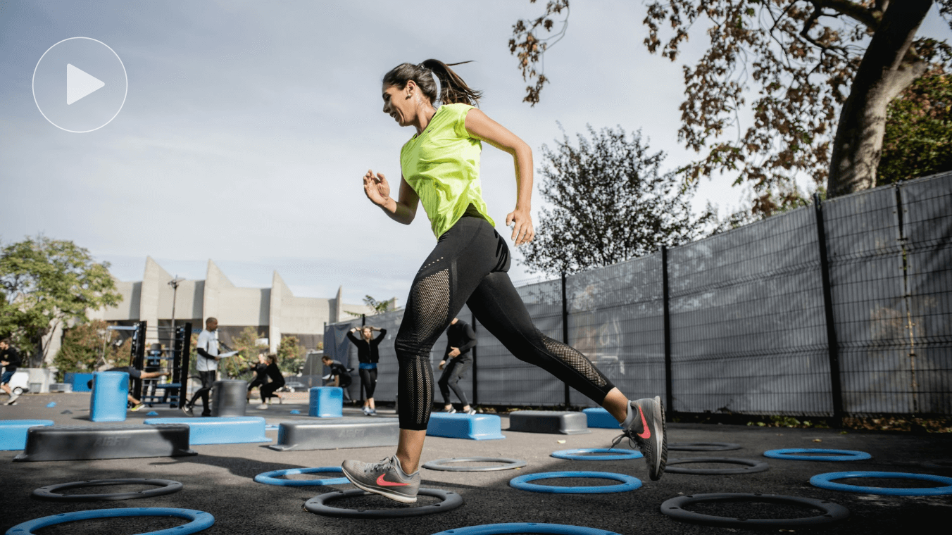 Generate a video ad of a running girl for fitness ads