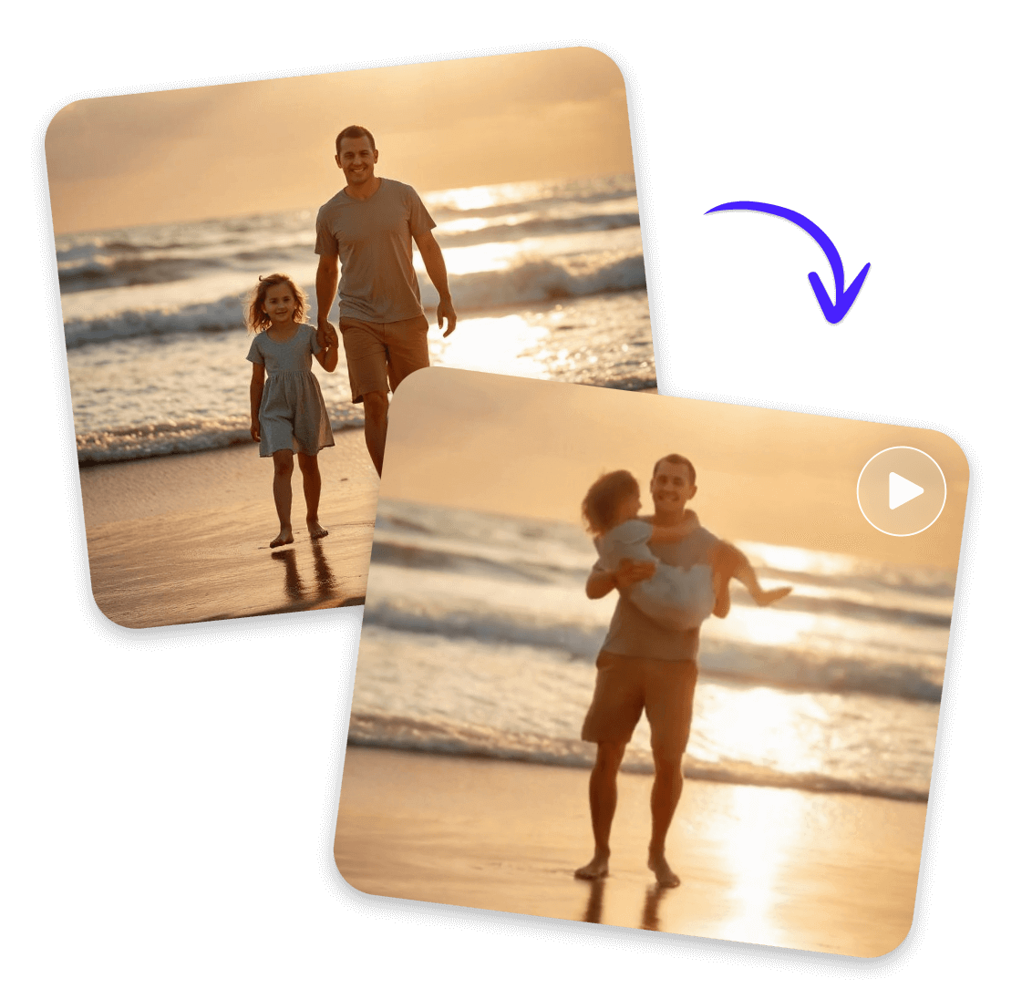 Gerar um vídeo de um pai princesa a carregar a sua filha utilizando a IA