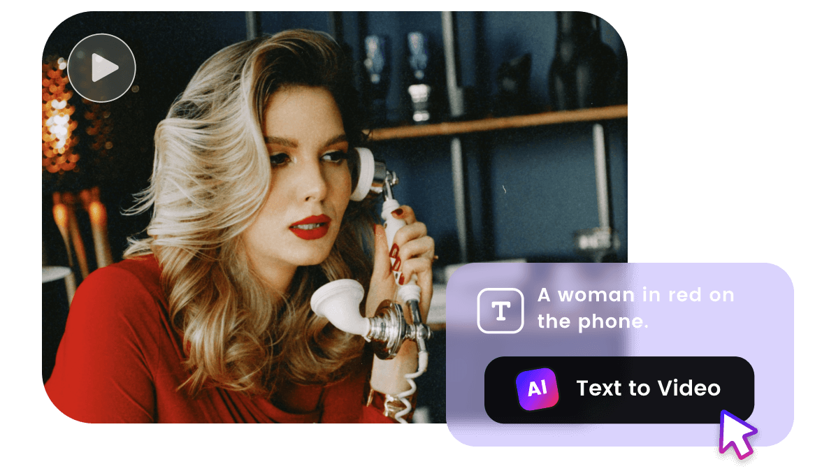 Generate ai videos of a woman is answering the phone and wear a red skirt in clipfly from text