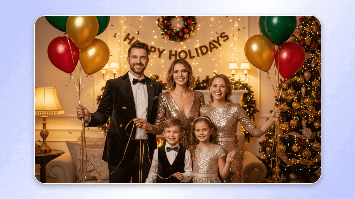 Generate an ai family picture for celebrating a holiday