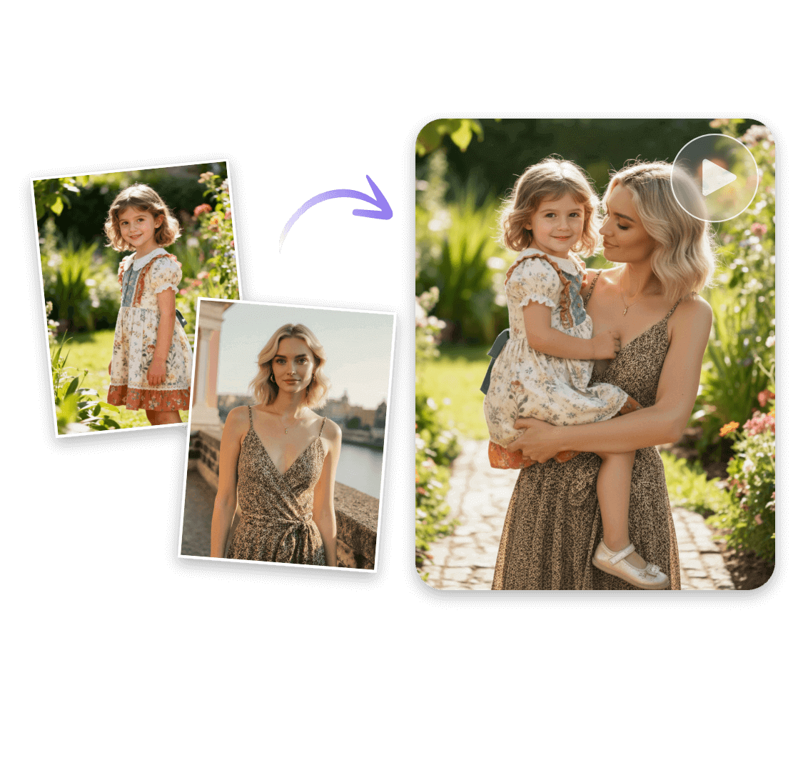 Generate an ai family video from a photo of a girl and a woman