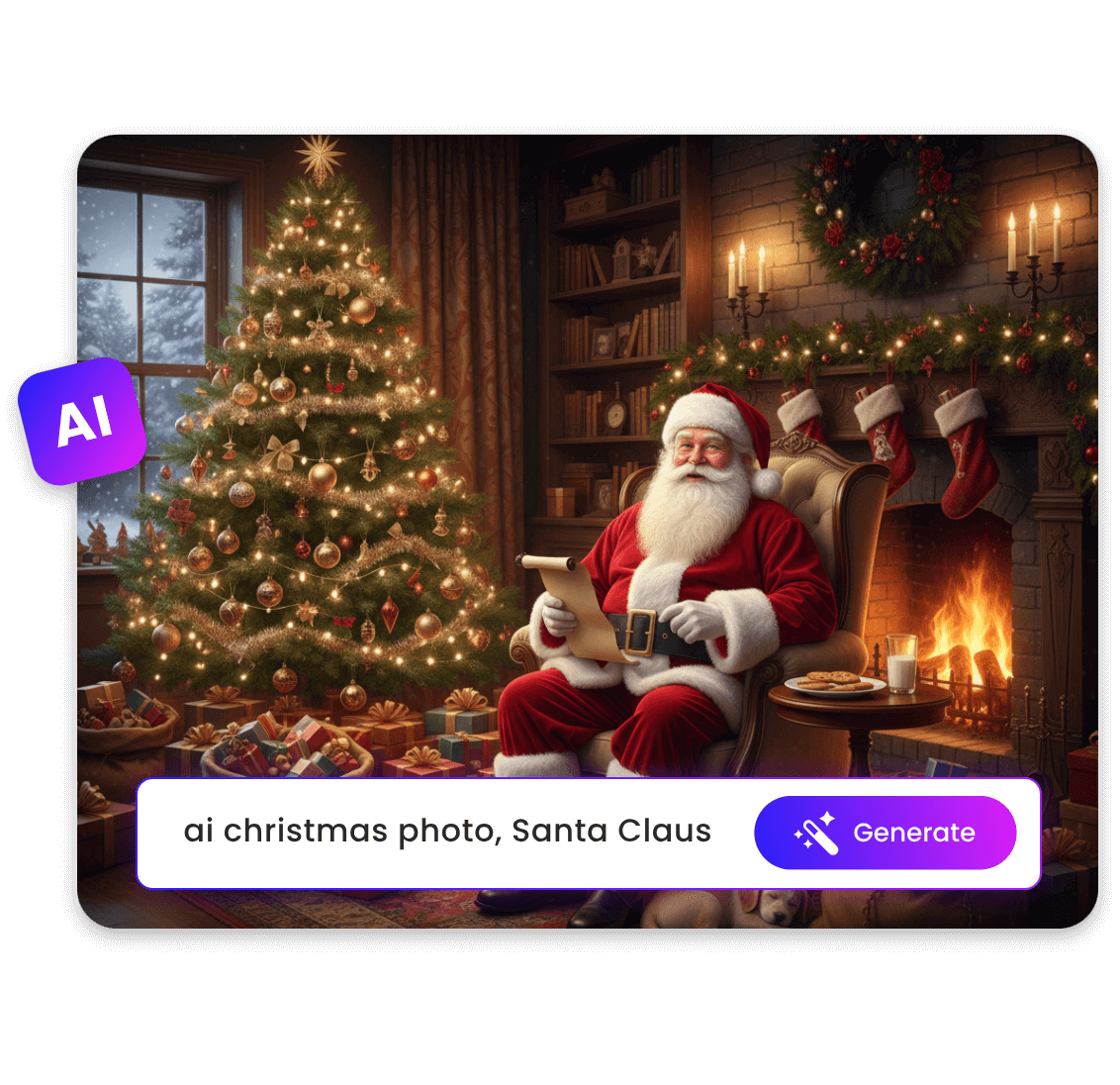 テキストの指示だけでサンタクロースの高品質なイラストを生成するクリスマス加工
