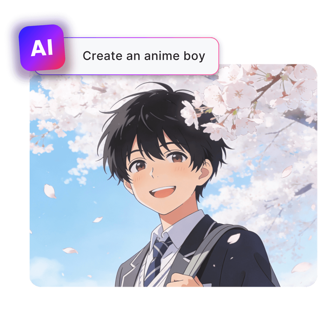 Generate an anime boy from text prompt with clipfly ai anime generator online for free