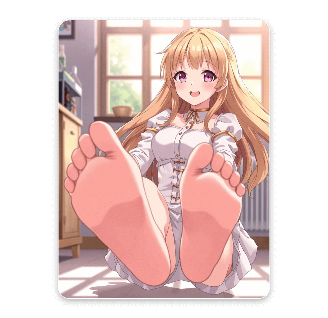 Generate an anime female character show feet image