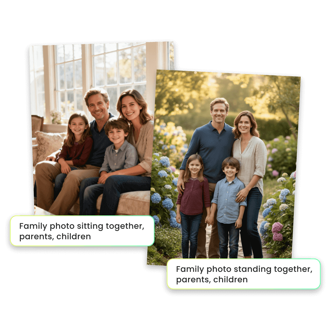 Generate different ai family photos from custom prompts