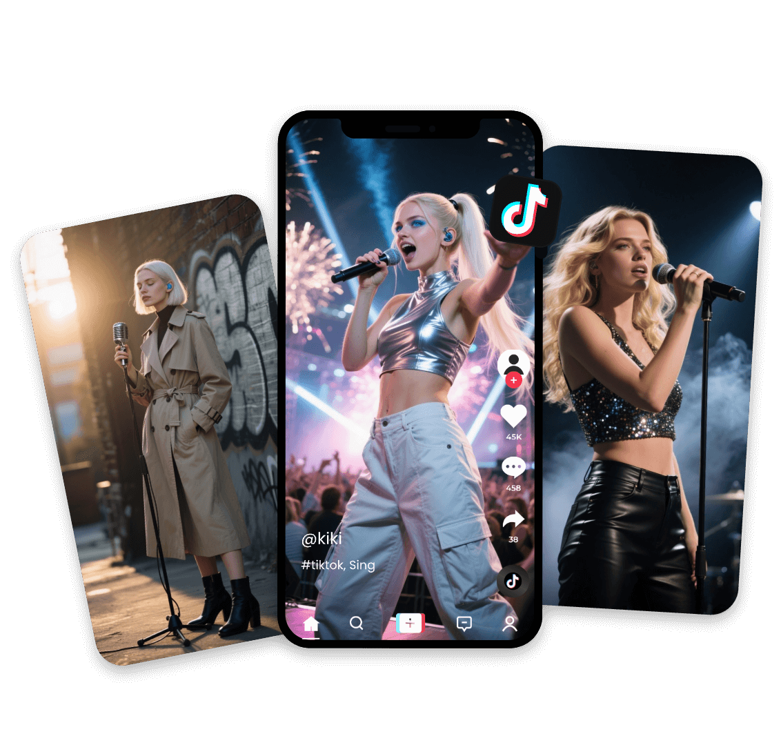 Generate different styles of ai singers and post them on tiktok