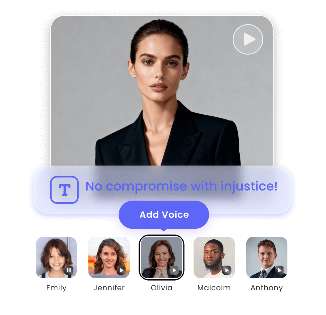 Generate digital avatar with AI featuring an ai woman in a professional suit