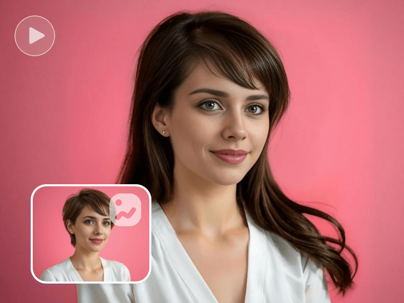 Generate long hair in clipfly for a short hair woman with ai long hair filter