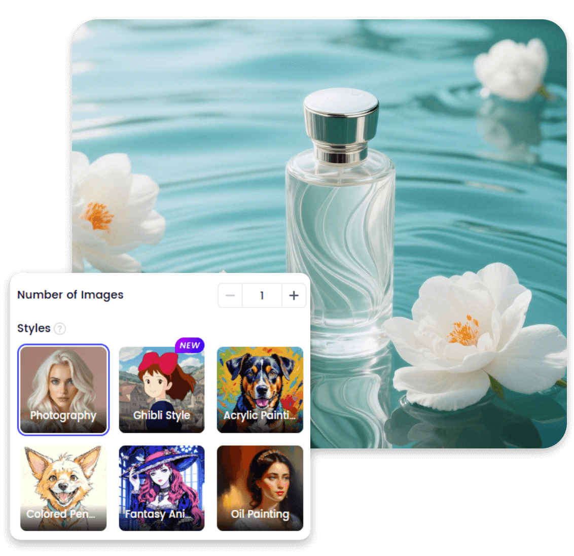 Crie um anúncio de perfume realista com IA