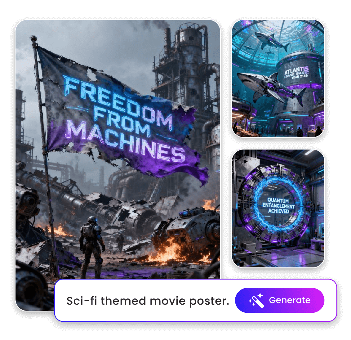 Generate sci fi themed movie poster with Qwen AI model on Clipfly