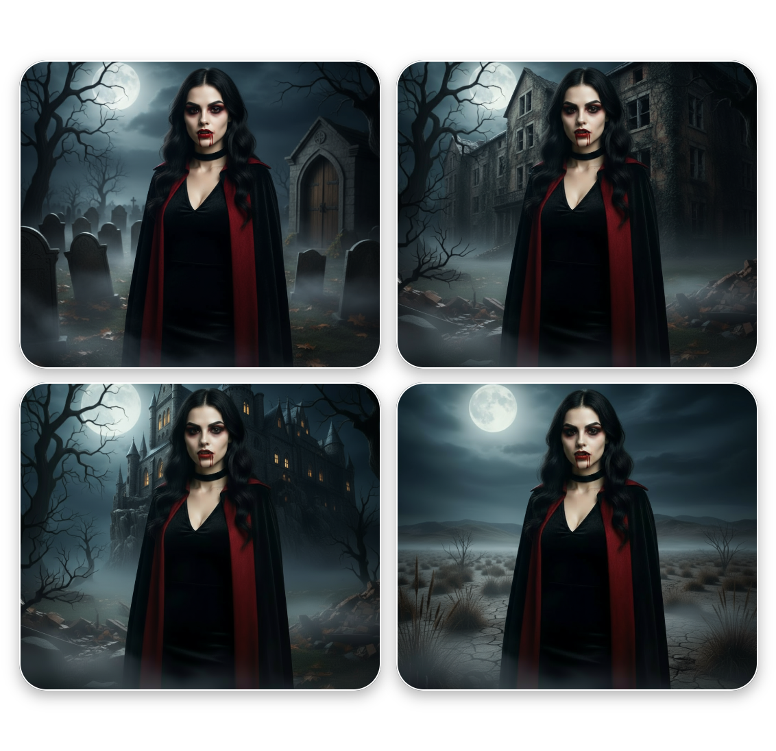 Générer des scènes effrayantes pour une photo de vampire féminine