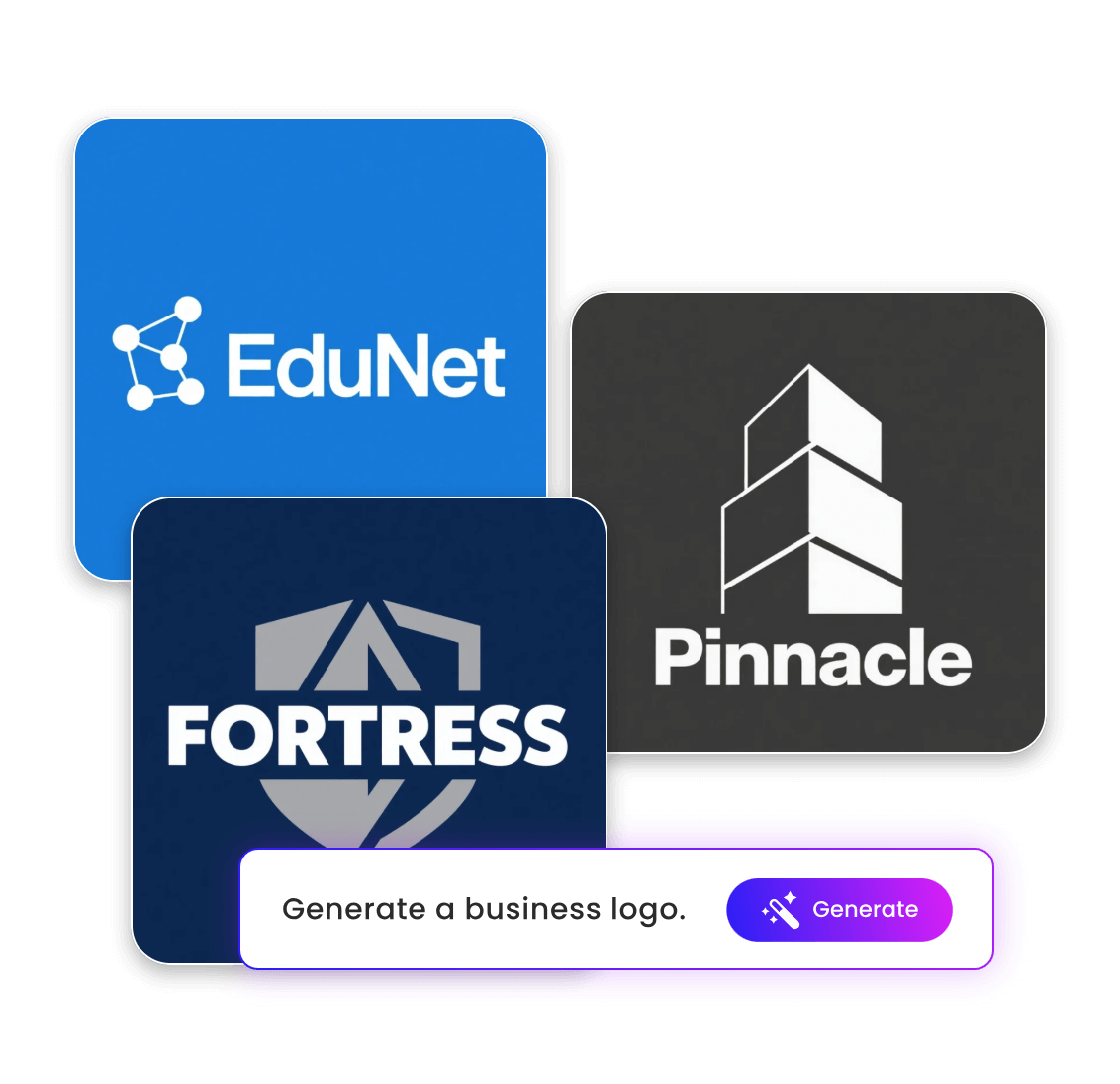 Generate three ai business logos from text in clipfly