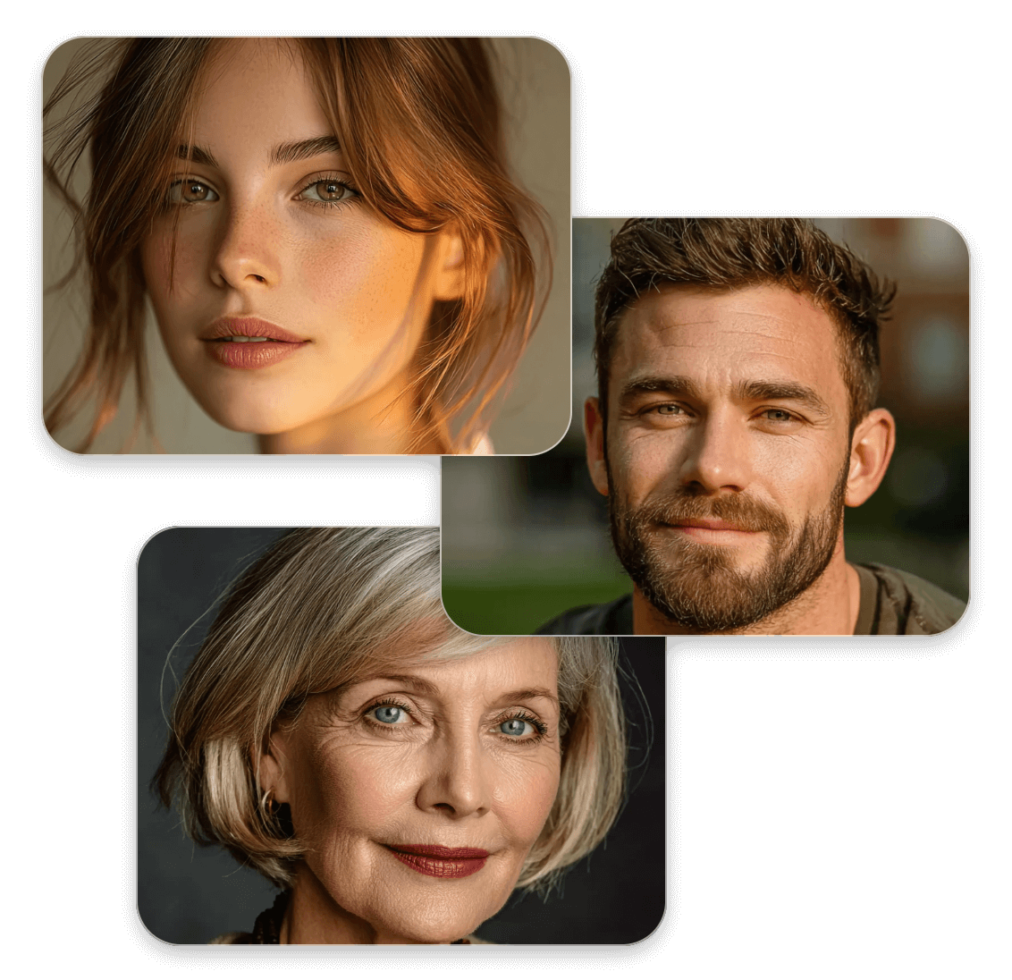 Generate three ai human faces from text with clipfly ai