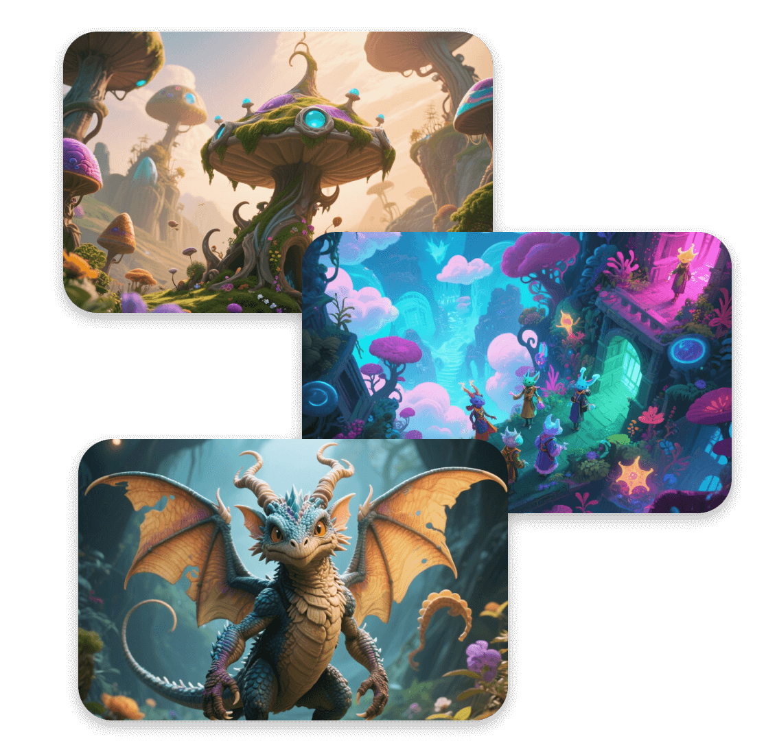 Gerar três imagens diferentes de arte de fantasia a partir de texto no clipfly