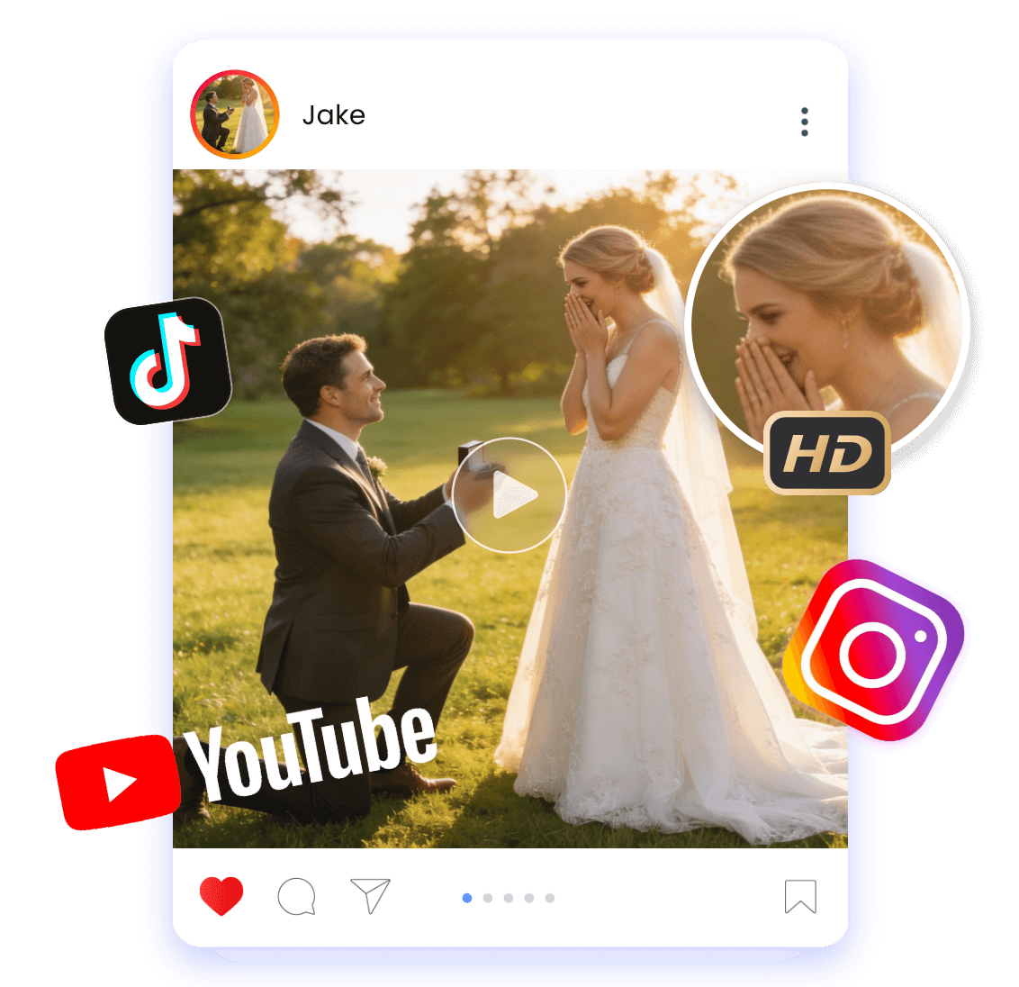 Get hd ai extended wedding video and share it on social media