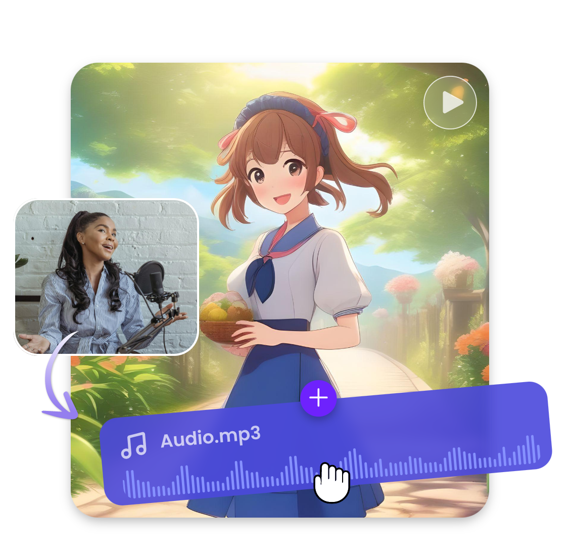 Input your own voice to clipfly and lip sync the cartoon character