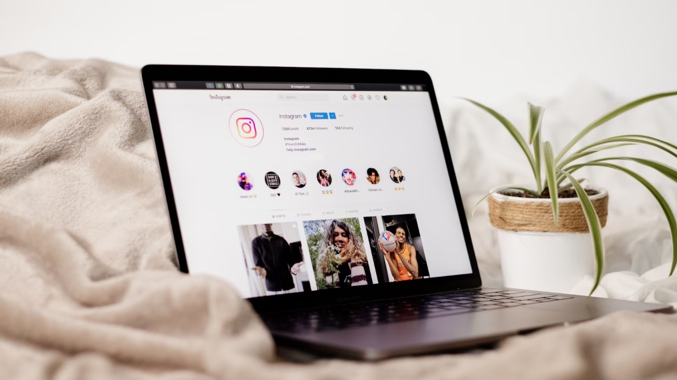Instagram profile on laptop