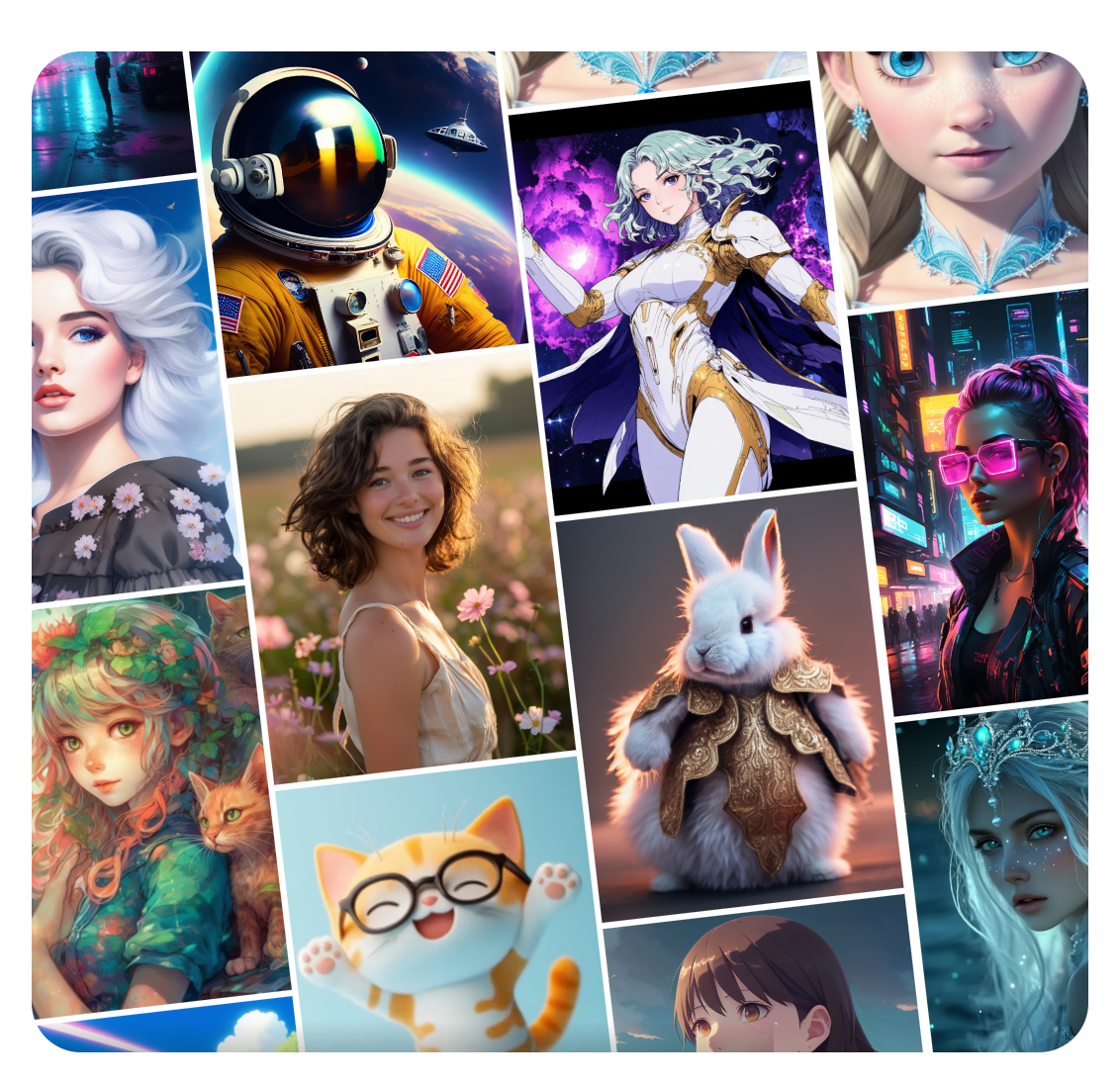 make AI generated images in various styles- photorealistic, surreal, anime, cartoon, 3D, etc