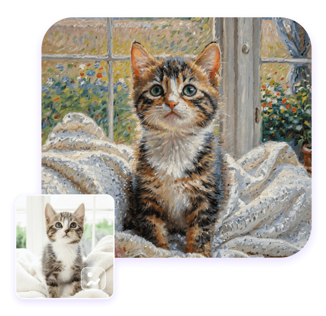 Make a cat oil painting from a picture