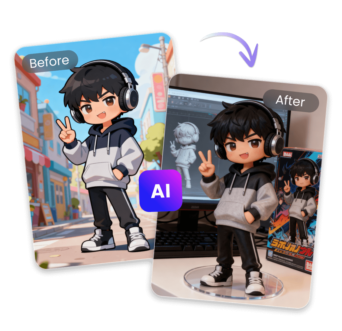 Make a chibi mascot for the anime boy