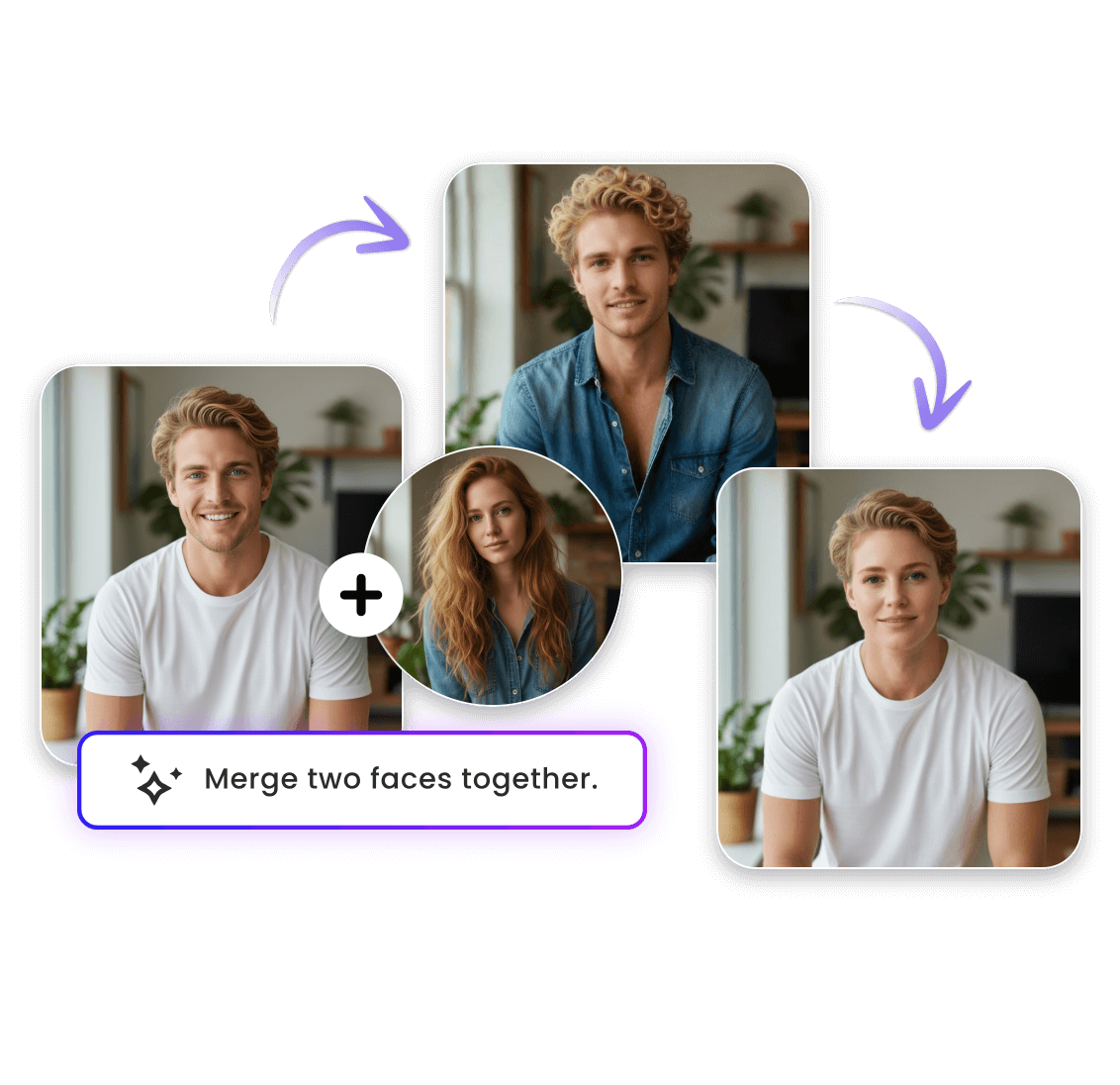 Make a face morph video featuring a male and a female portrait