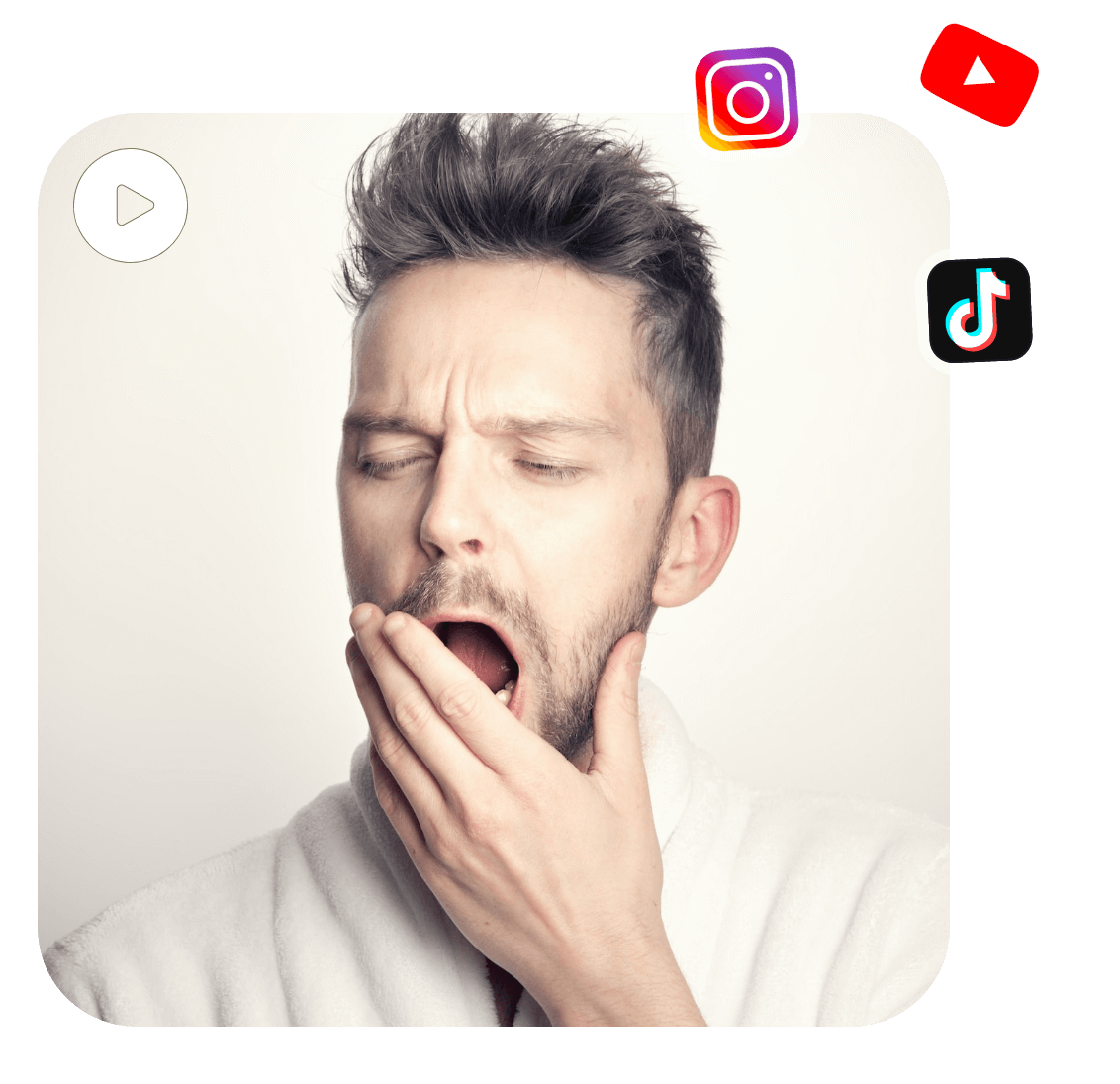 Make a meme video of a yawning guy and share it on social media