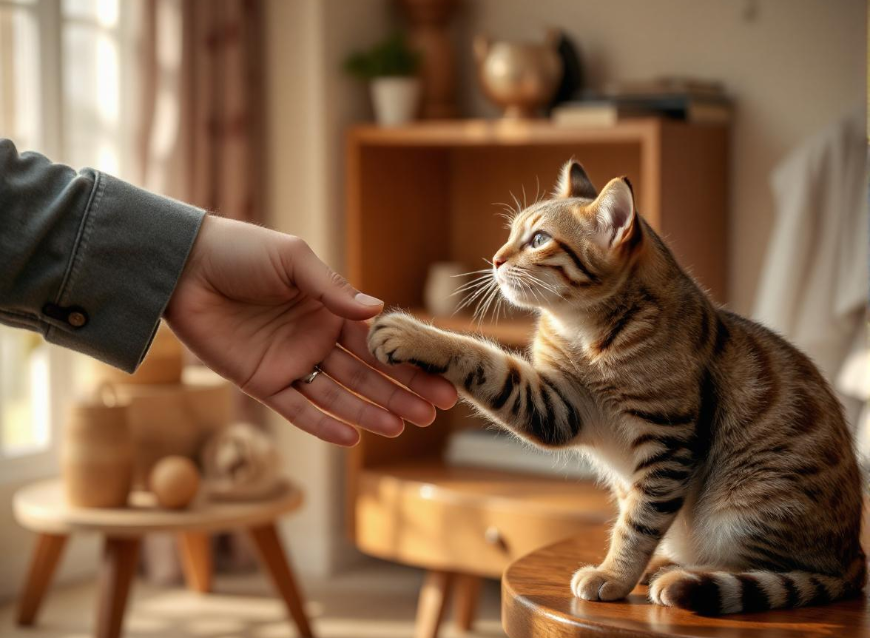 Make a person shake hands with a cat in clipfly ai handshake video generator
