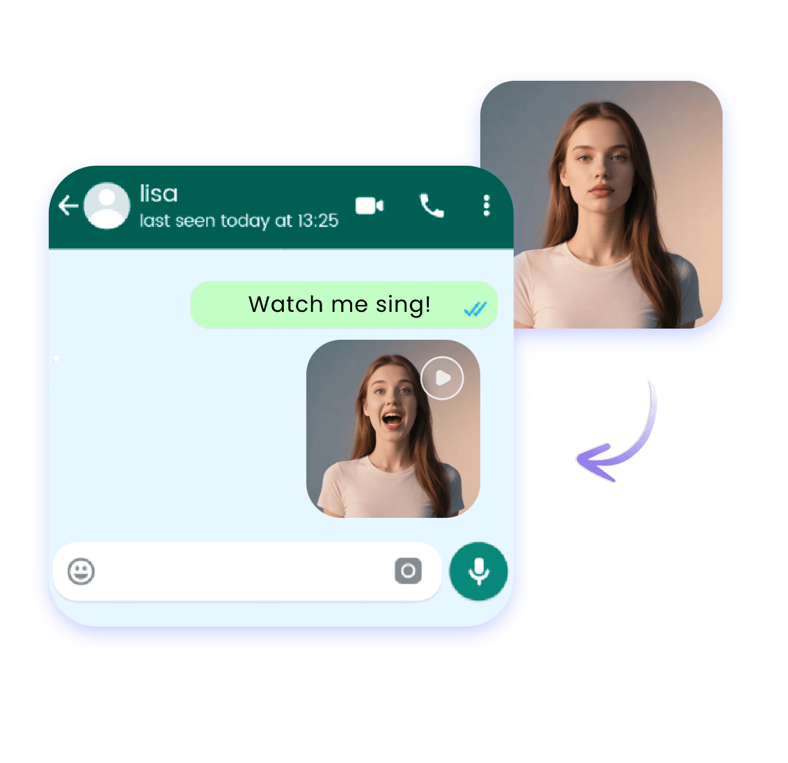 Make a photo of a girl sing and send it into chat as a prank