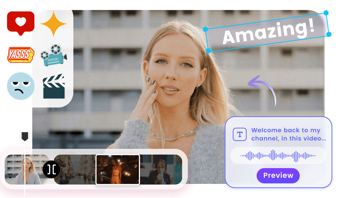 Make a reel video with various editing features and rich media assets