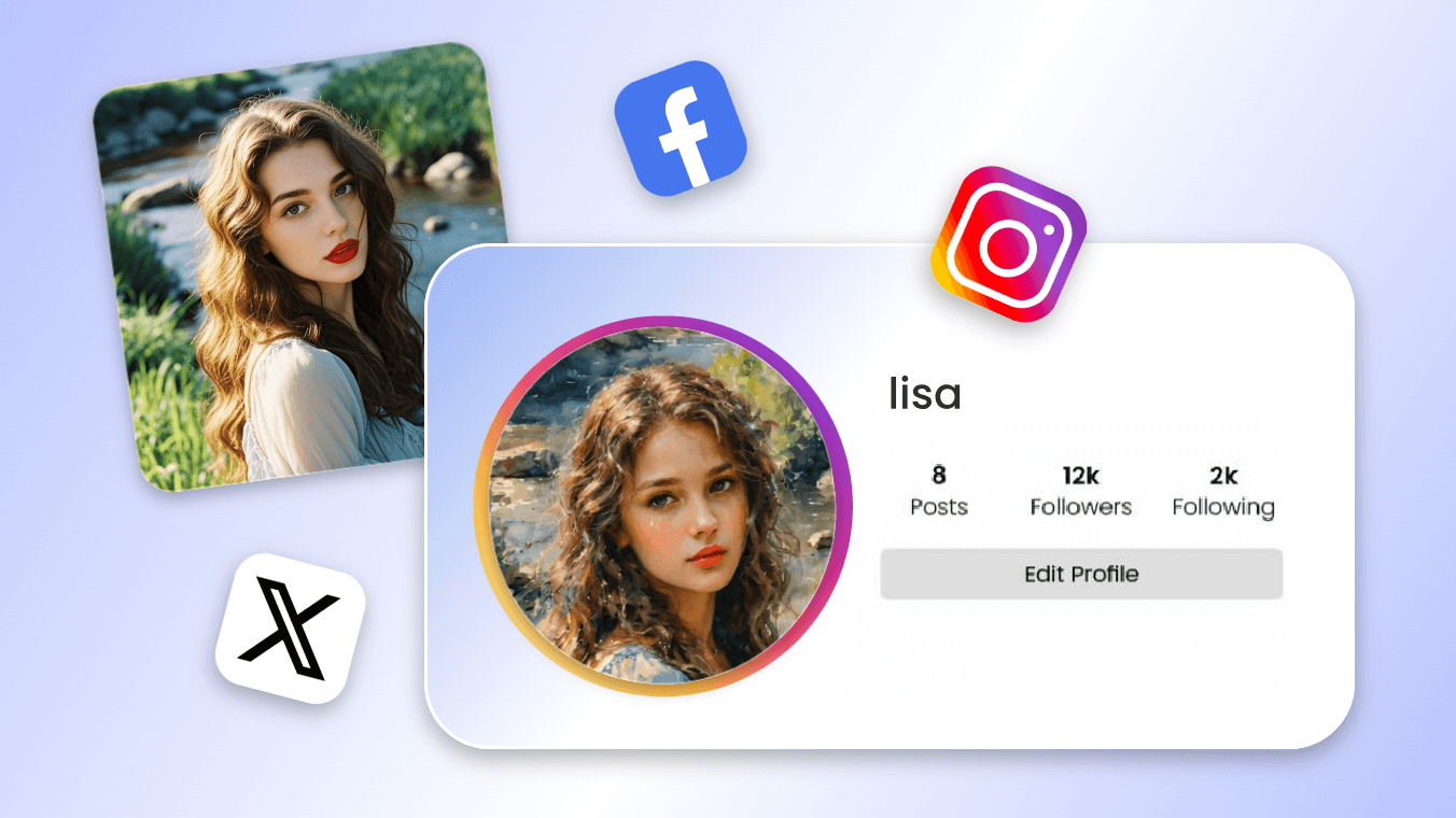 Make a stunning social media avatar for the beautiful woman