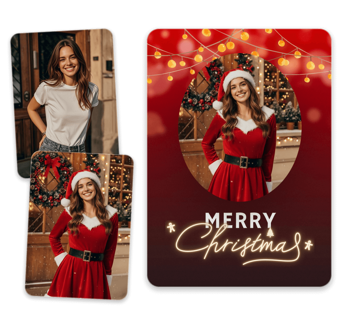 clipflyクリスマス写真加工アプリでクリスマスカードを作成する例