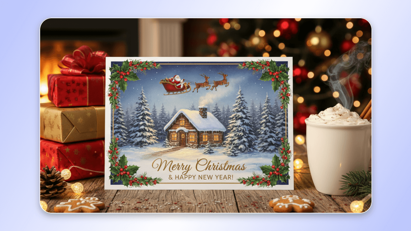 オリジナルのクリスマスカードと挨拶状を作成