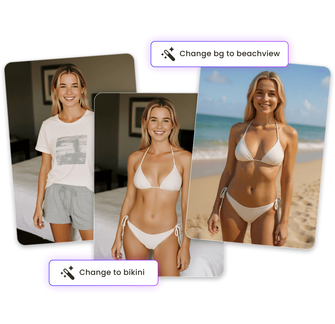 Make multi turn editing of a girl photo