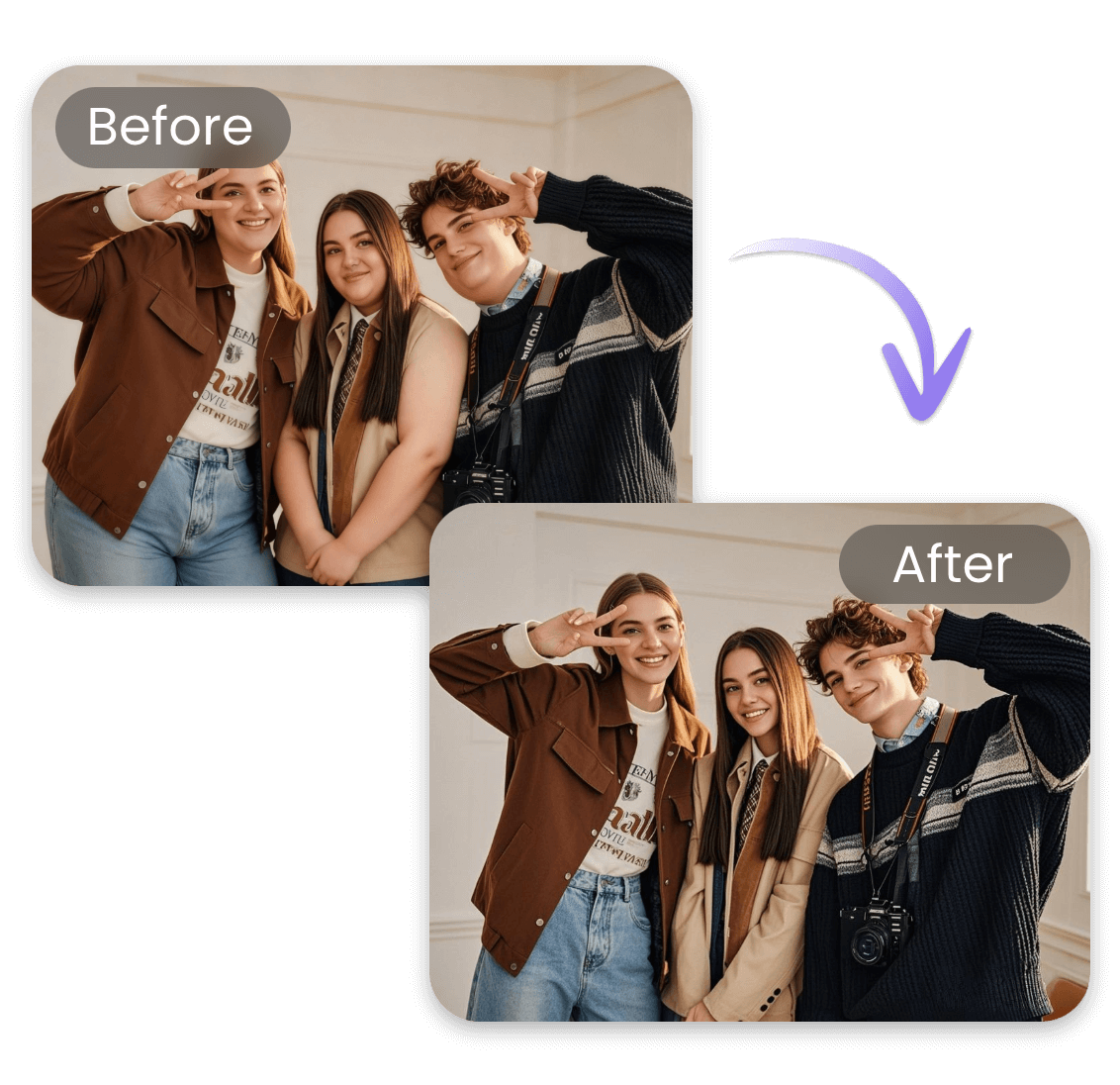 Make multiple people skinny in one image