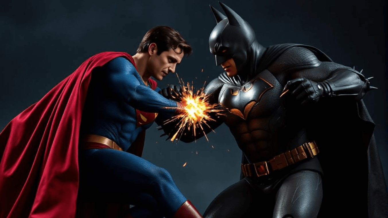 Faça com que o super-homem e o batman tenham uma luta épica com o simulador de luta ai