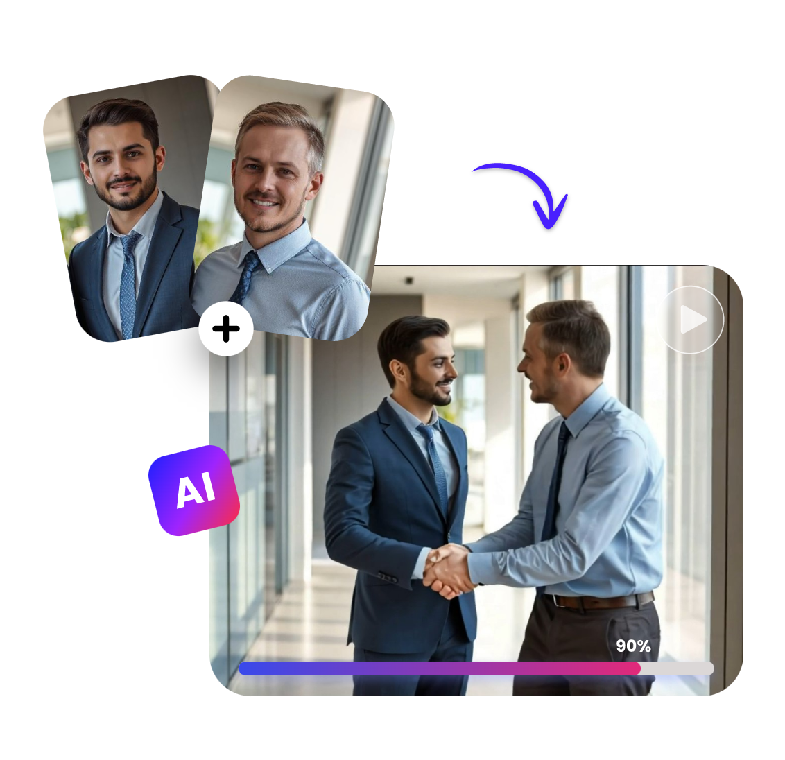 Make two photos of two businessmen shake hands in clipfly ai handshake video generator