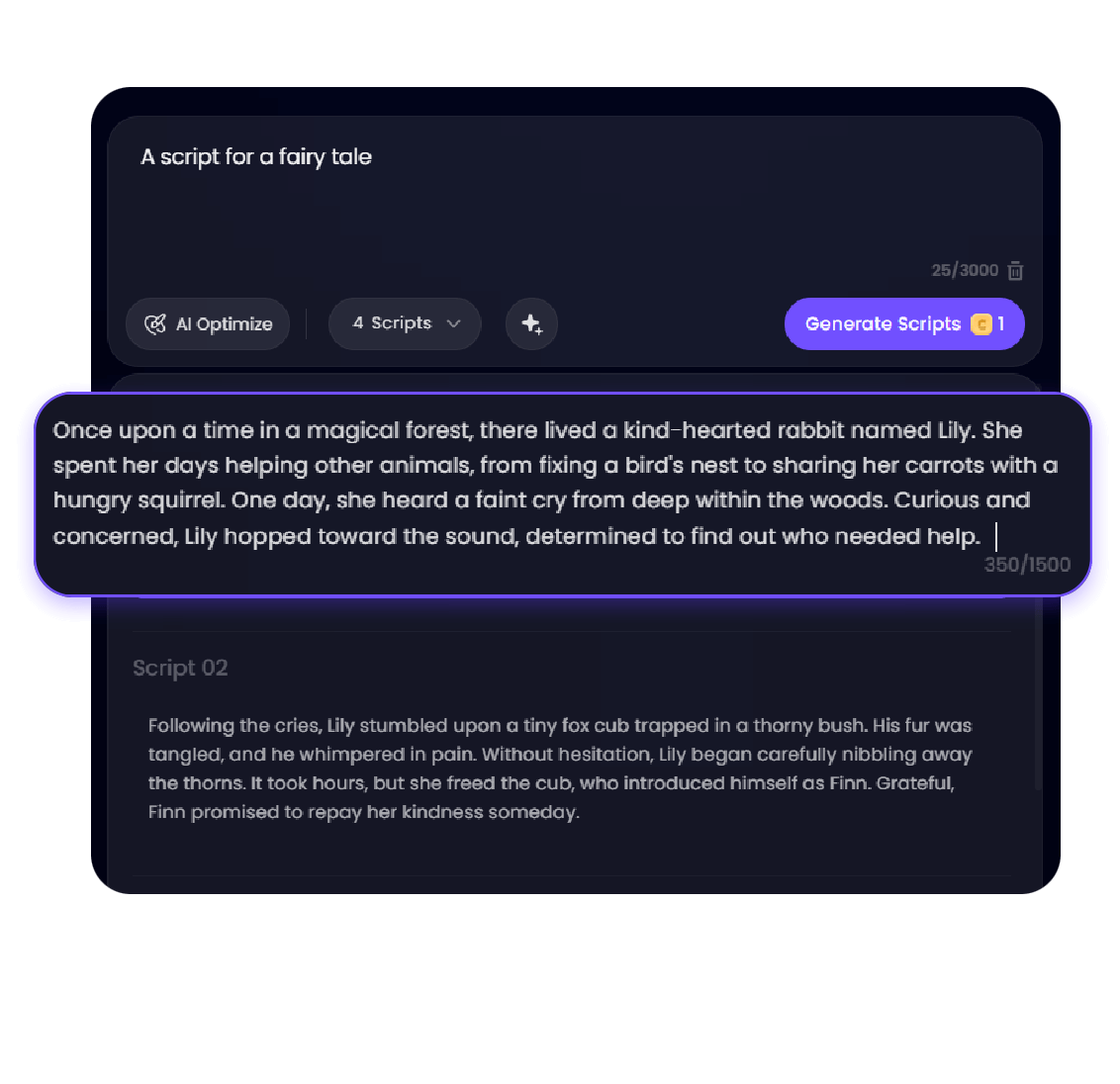 Manually customize the content of AI scirpts