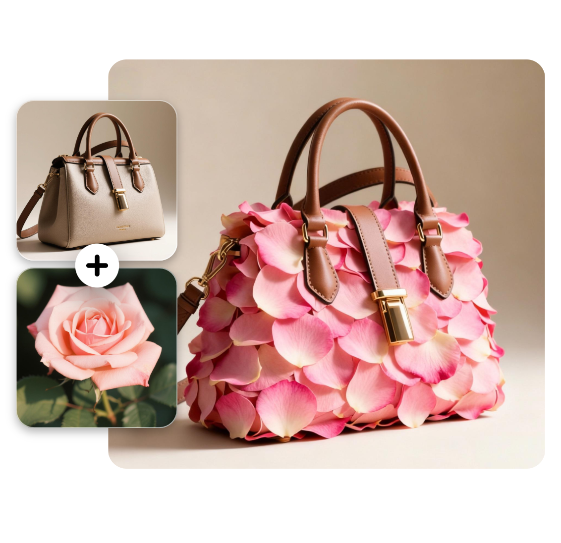 Merge the style of the flower with the bag into a new flower bag image