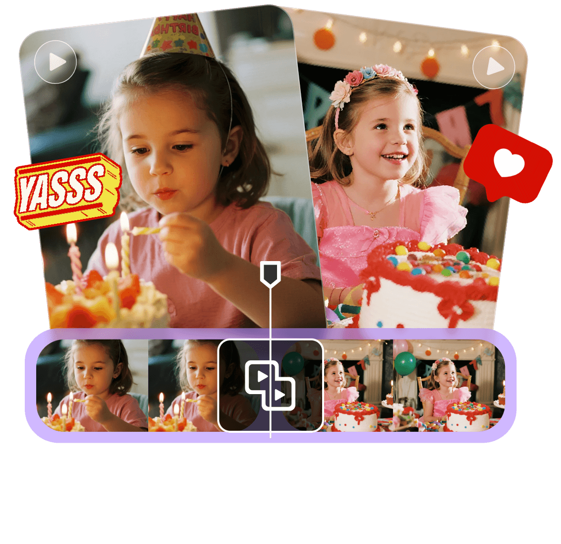 Merge two birthday videos for a young girl and edit the birthday video