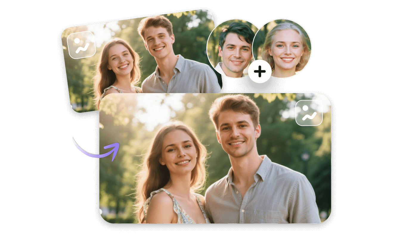 Multiple photo face swap clipfly feature image