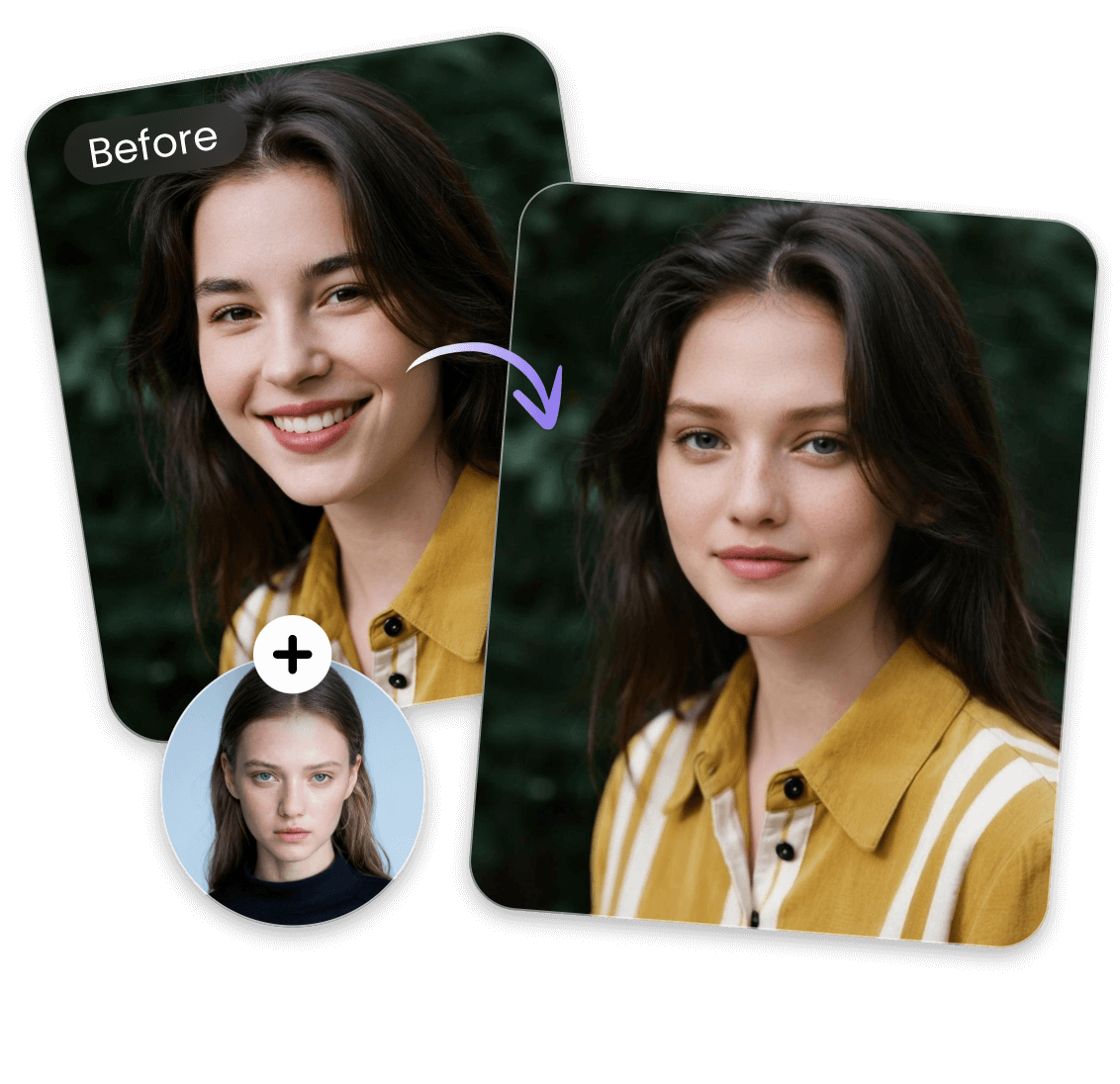 One click to swap the face