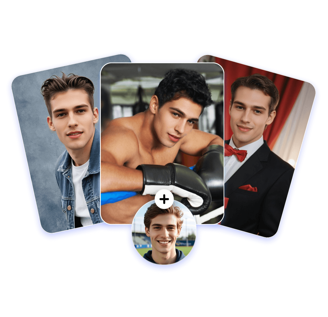 One face for diverse avatar variations with templates featuring a man