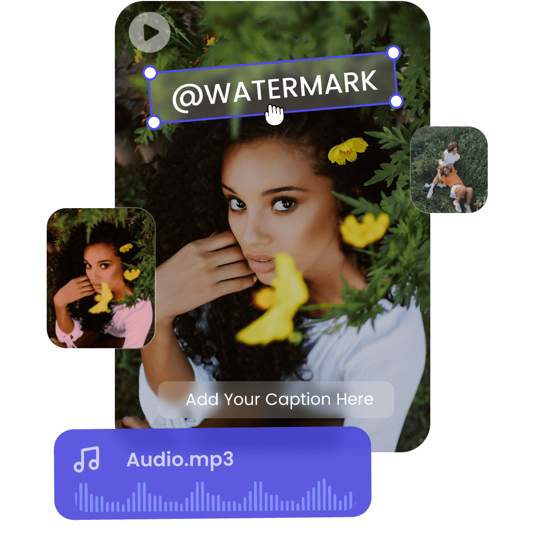 Overlay images captions filters and audio to the video