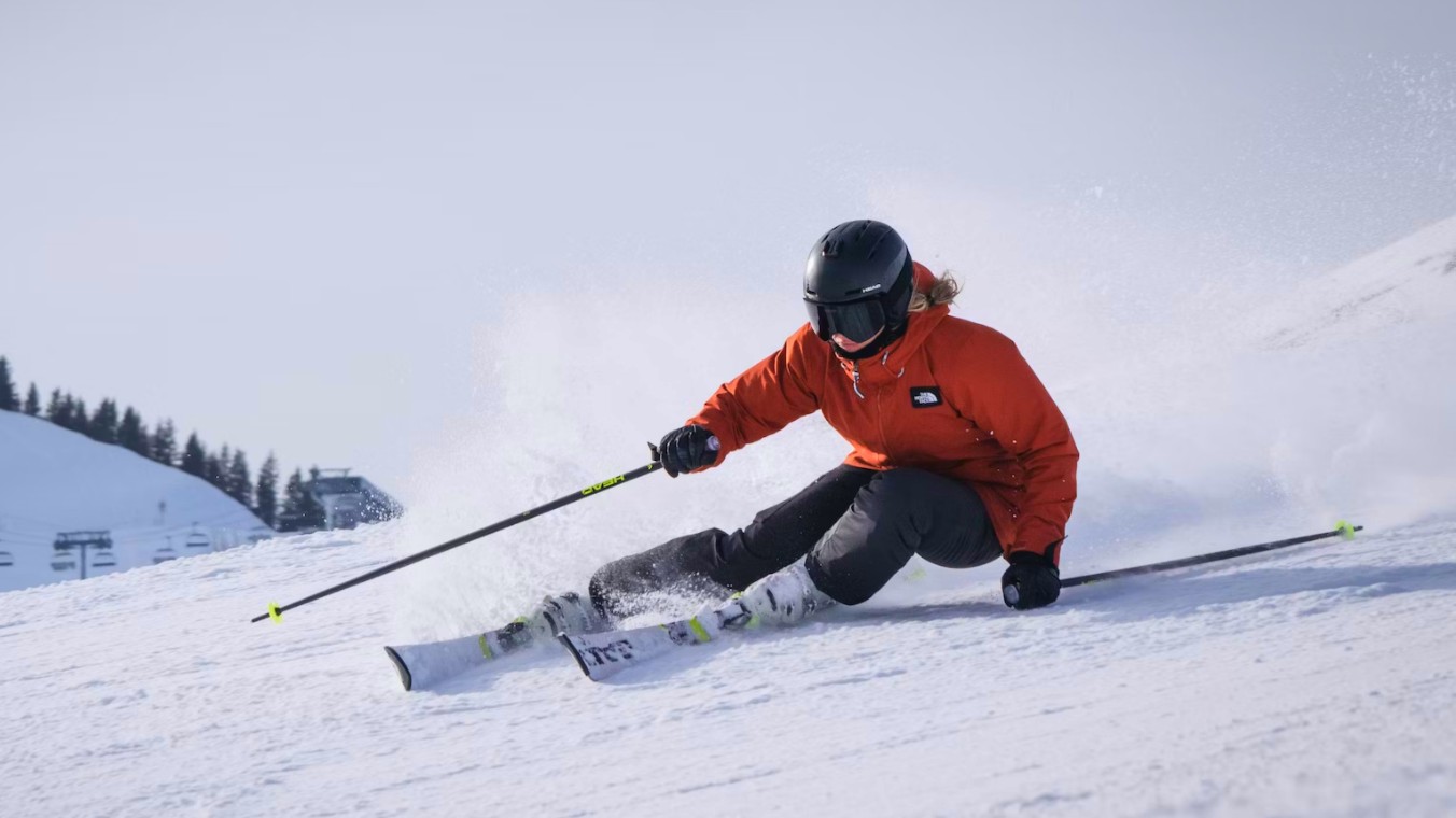 Person skiing on a snowy slope