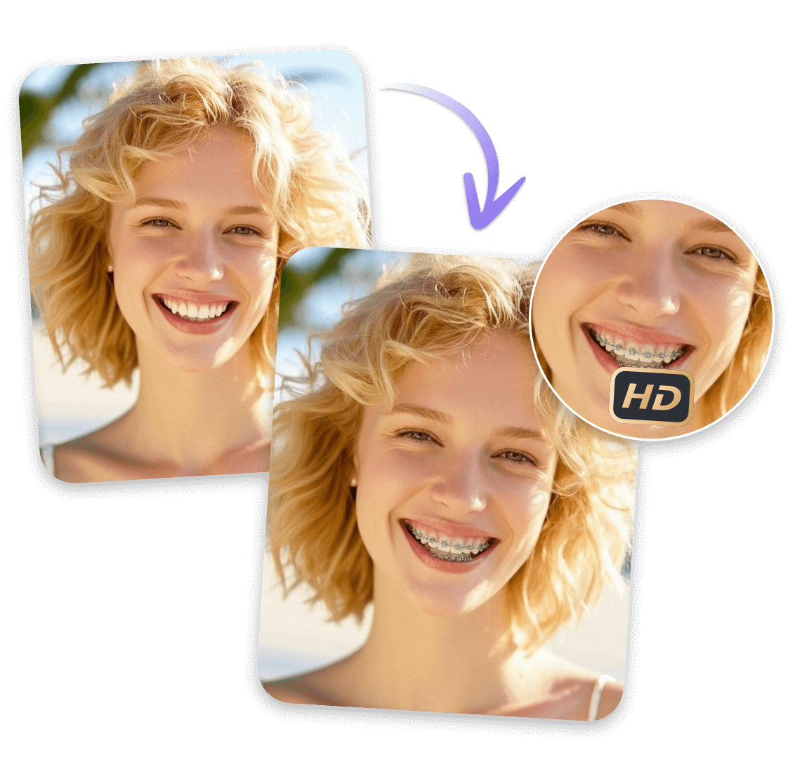 Pictures with braces preserve natural facial details