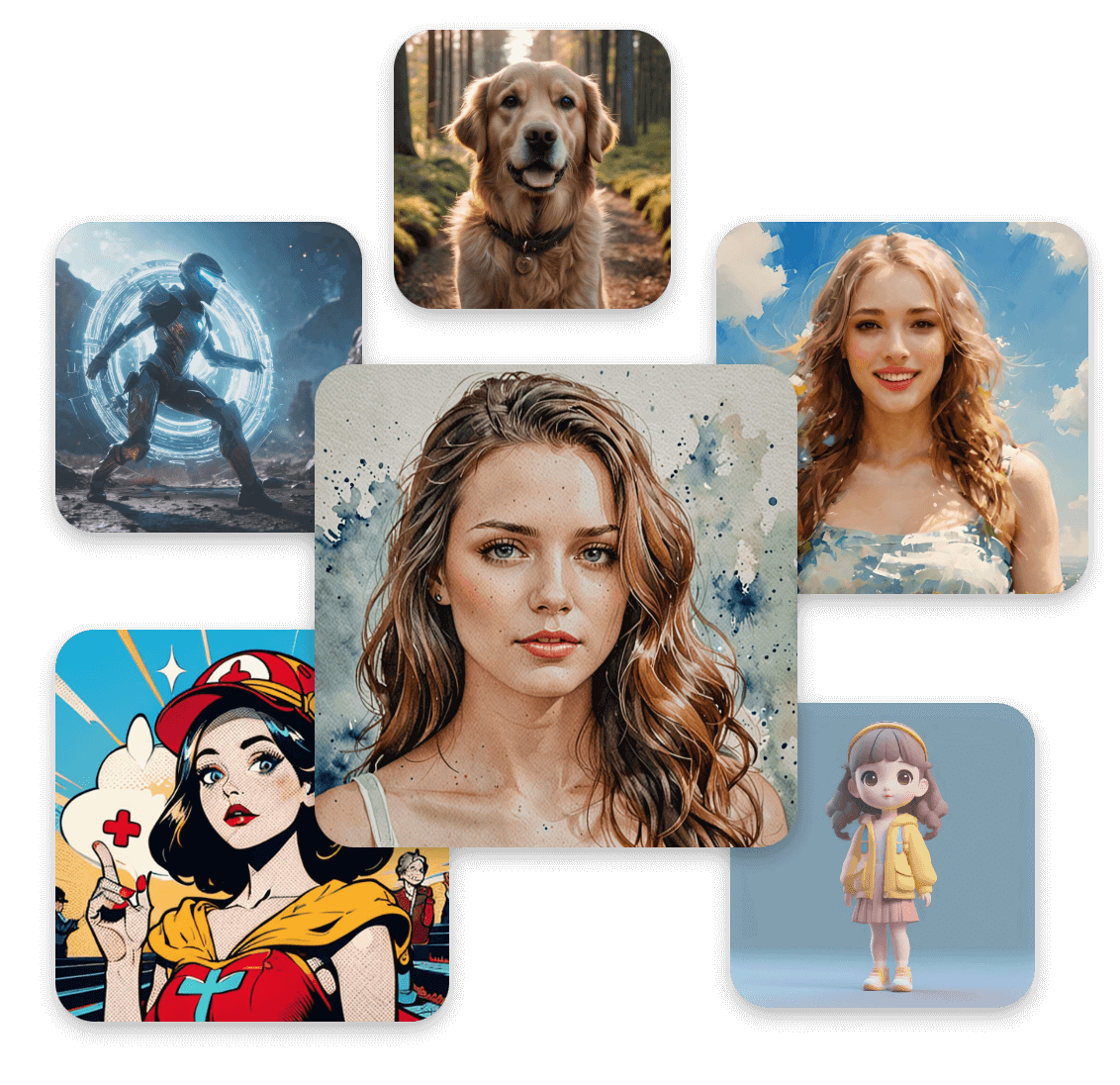 Portrait style showcasing various styles and species