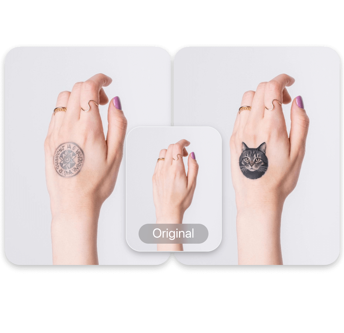 Visualizar a tatuagem na mão antes de fazer a tatuagem